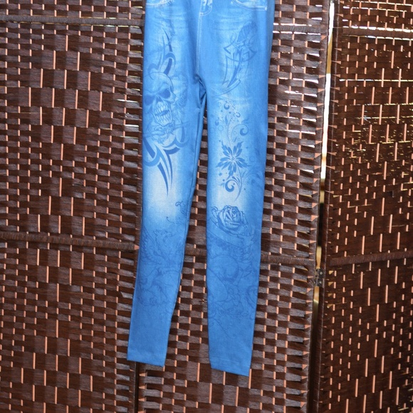 Stretch Leggings Jean Imprinted SZ L-XL Girls GMI - Picture 2 of 7